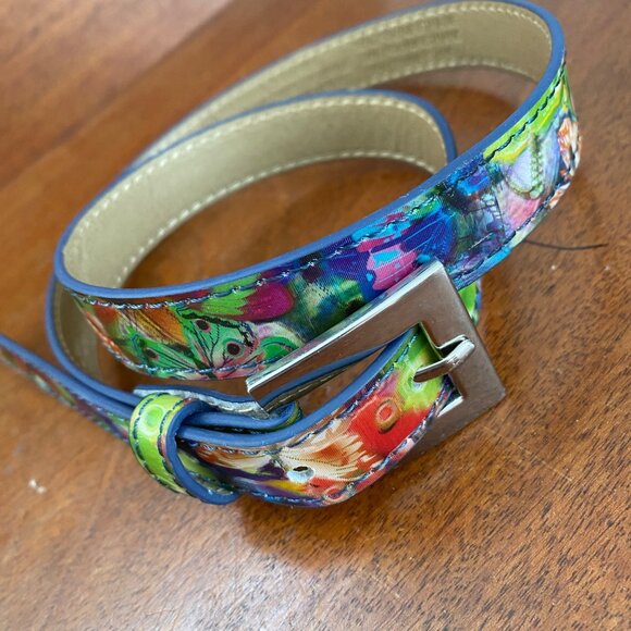 Urban Outfitters Floral Print Belt With Silver Buckle Vibrant Design For Women M - Picture 1 of 10